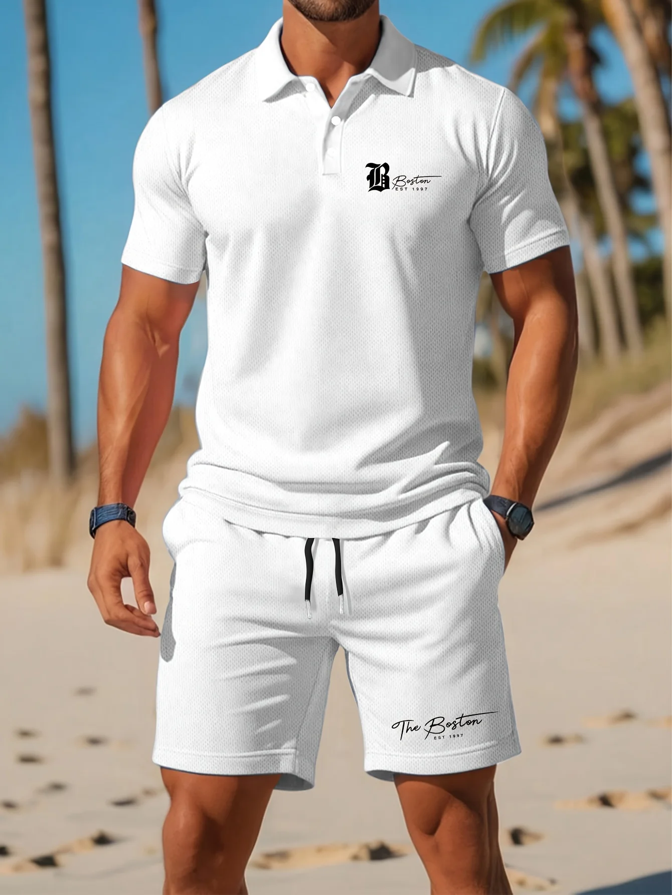 Mens Fashion Clothes - طقم قميص بولو رجالي جديد للصيف،
