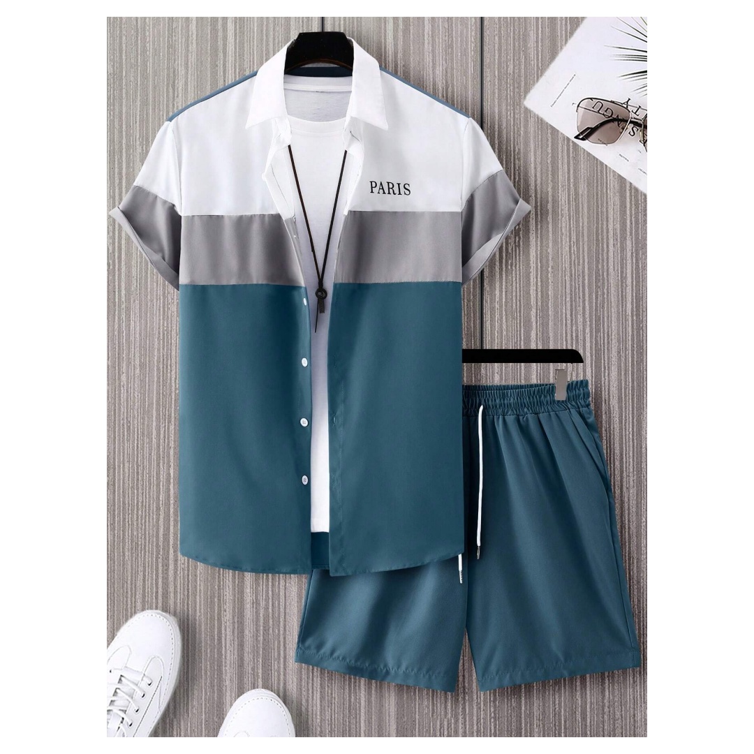 Mens Fashion Clothes - بدلة رجالية أنيقة زرقاء وبيضاء بتصميم