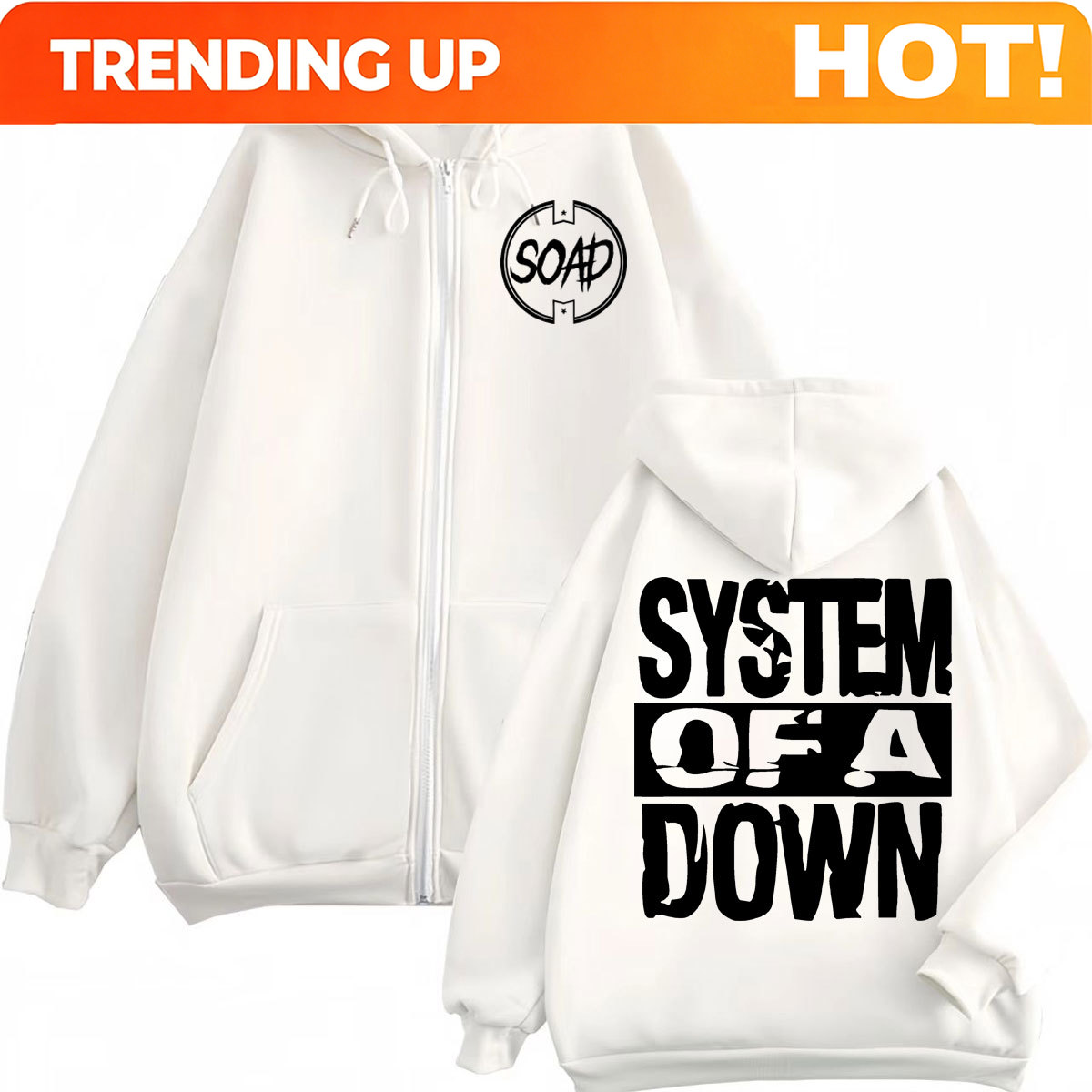هودي بسحاب بطبعة فرقة روك باند - مراجعة Mens Fashion Zip Up Hoodies وسعره