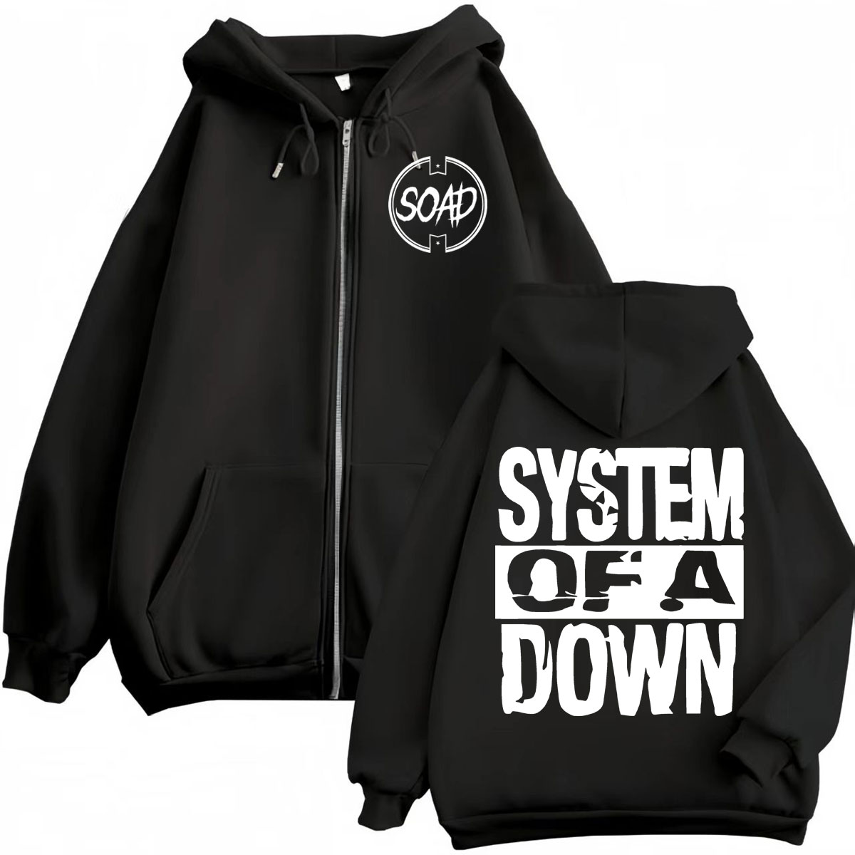 هودي بسحاب بطبعة فرقة روك باند - مراجعة Mens Fashion Zip Up Hoodies وسعره