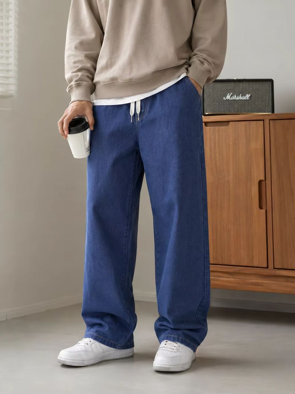 بنطلون جينز رجالي كاجوال فضفاض - مراجعة Men'S Fashion Grey Jeans وسعره