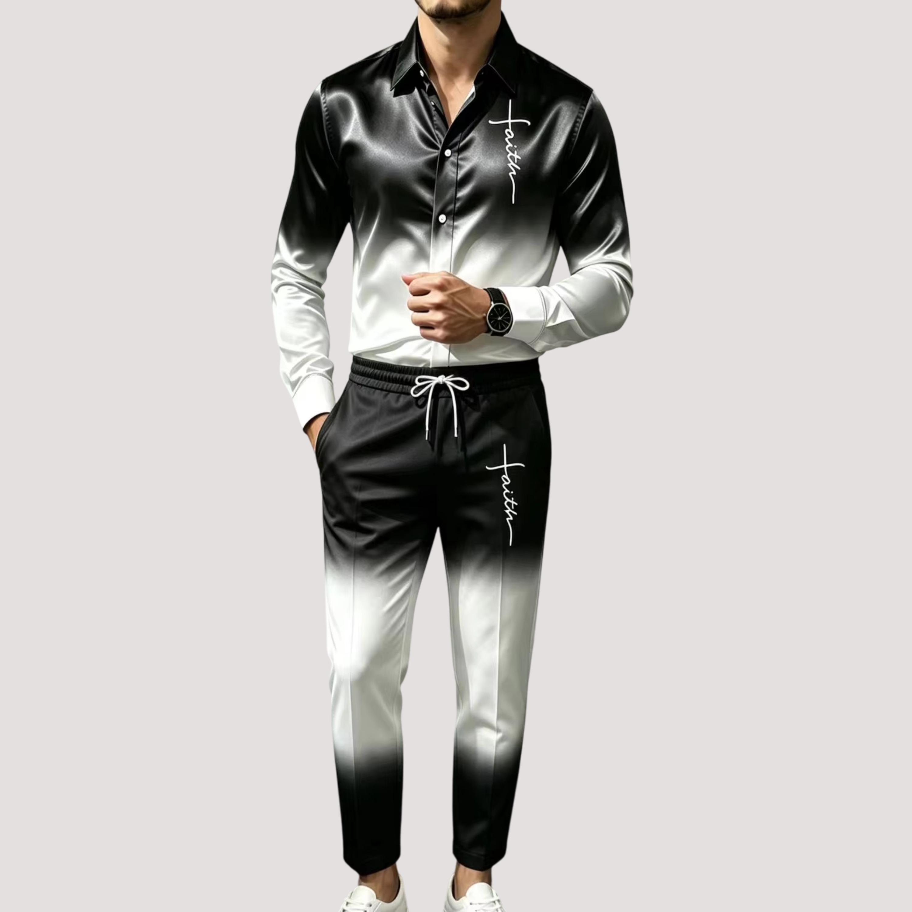 بدلة رياضية رجالية من الساتان  - مراجعة Mens Fashion Clothes وسعره