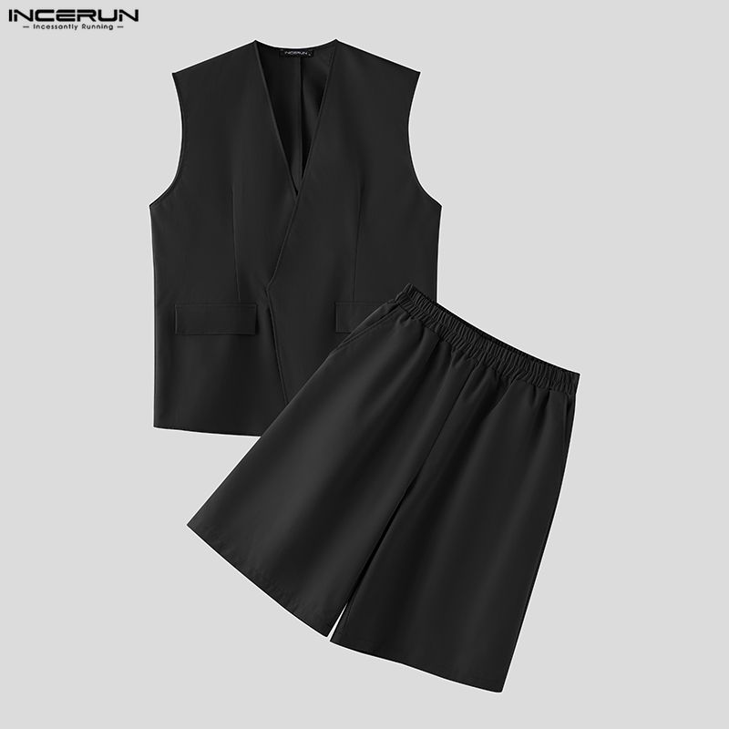 طقم رجالي من INCERUN بلون موحد - مراجعة Mens Fashion Summer وسعره